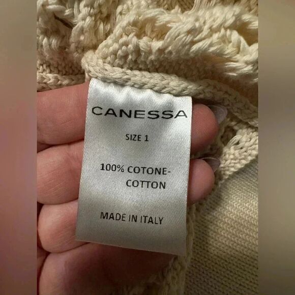 Canessa open-knit sea patch cardigan |Size 1x | 100%cotton | Made in Italy - Picture 10 of 11